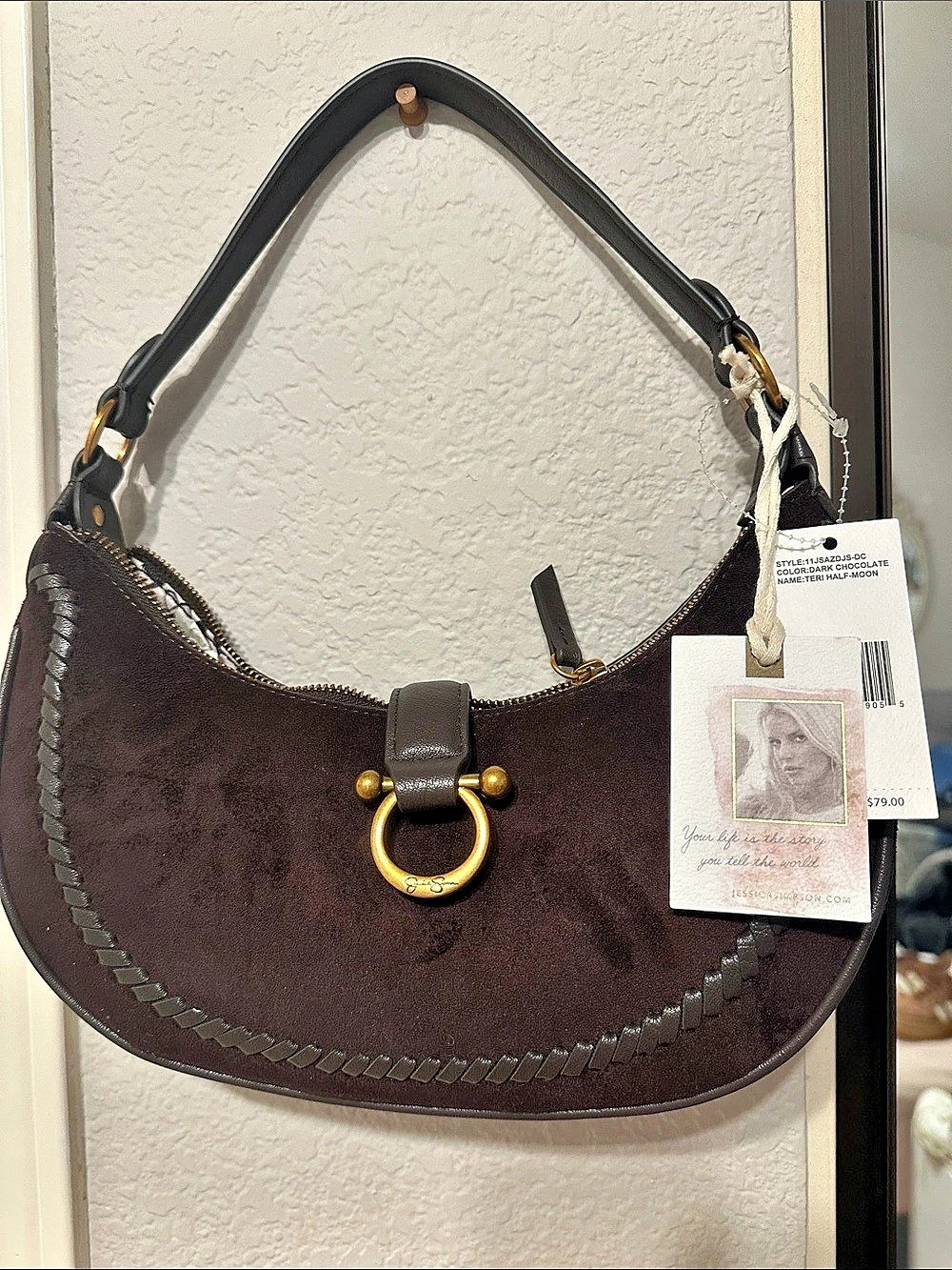 Jessica Simpson Teri Half-Moon Brown Shoulder Bag